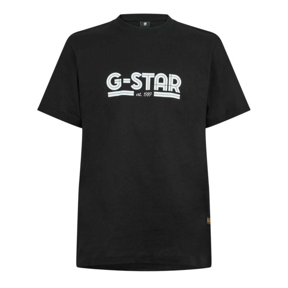 G-Star Mens Line Script Lettering T-Shirt / Dark Black